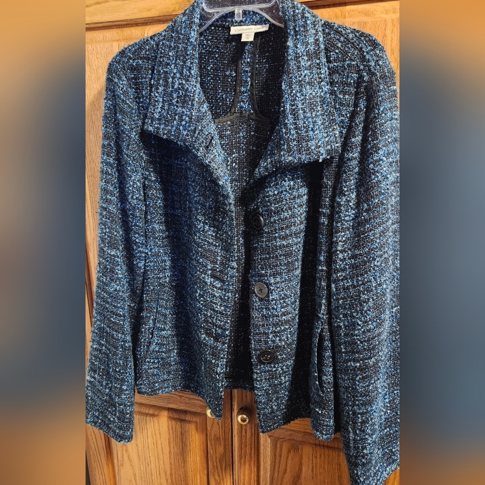 Coldwater Creek Blue and Black Tweed Jacket